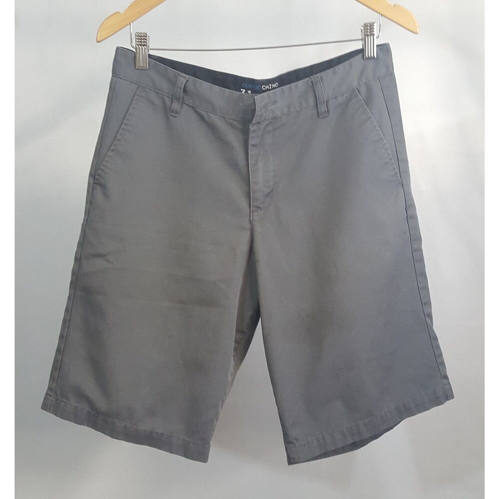 Blue Crown Mens Shorts Gray Classic Chino Khakis Dressy Casual Walking 31